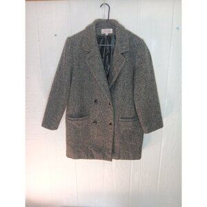 Vtg Forrani Forecaster Wool Pea Jacket Coat Overcoat Womens 8 Gray Tweed Winter
